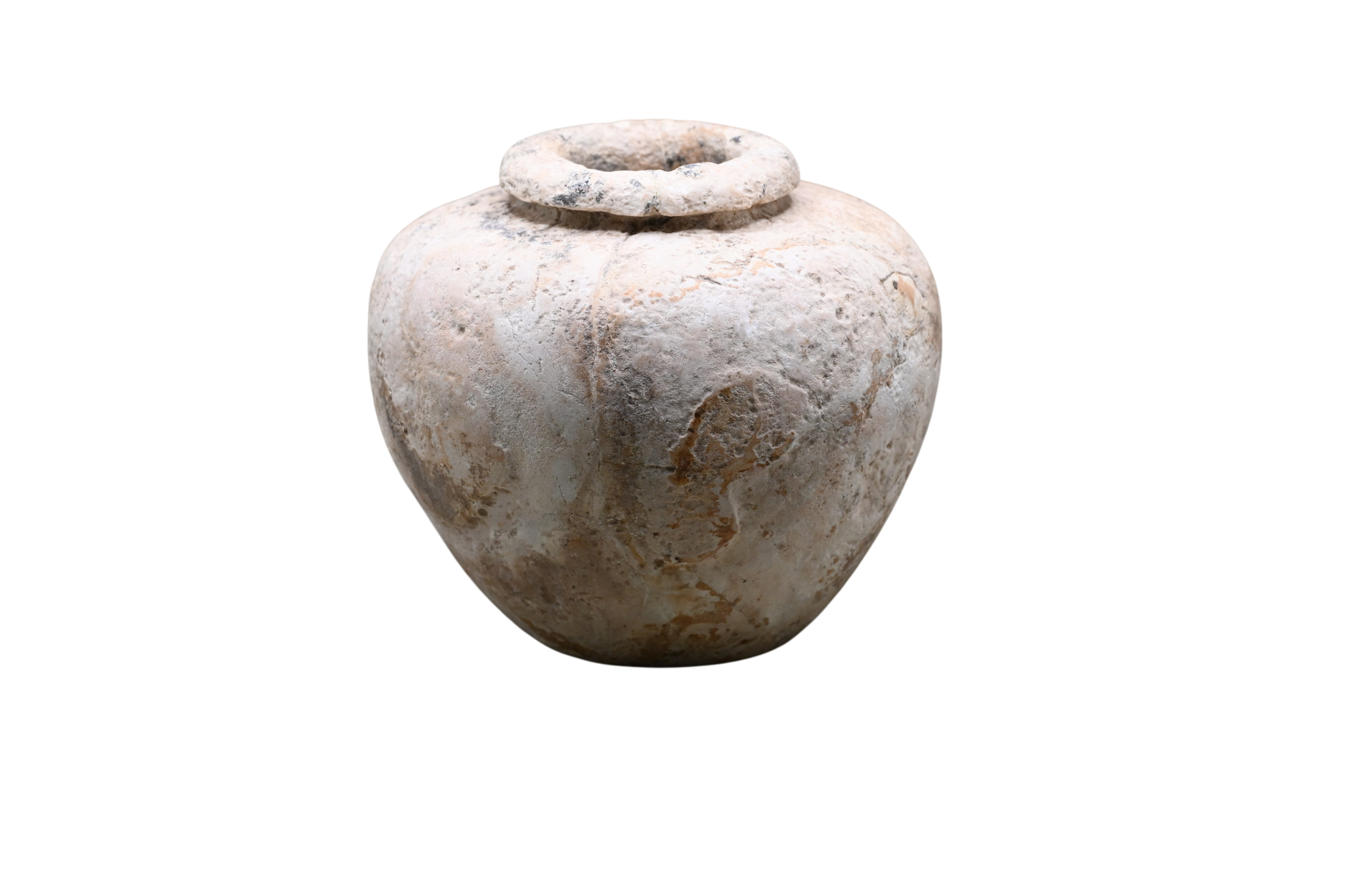 Ancient Egyptian alabaster jar, Early Dynastic to Old Kingdom, c. 3100–2500 B.C.