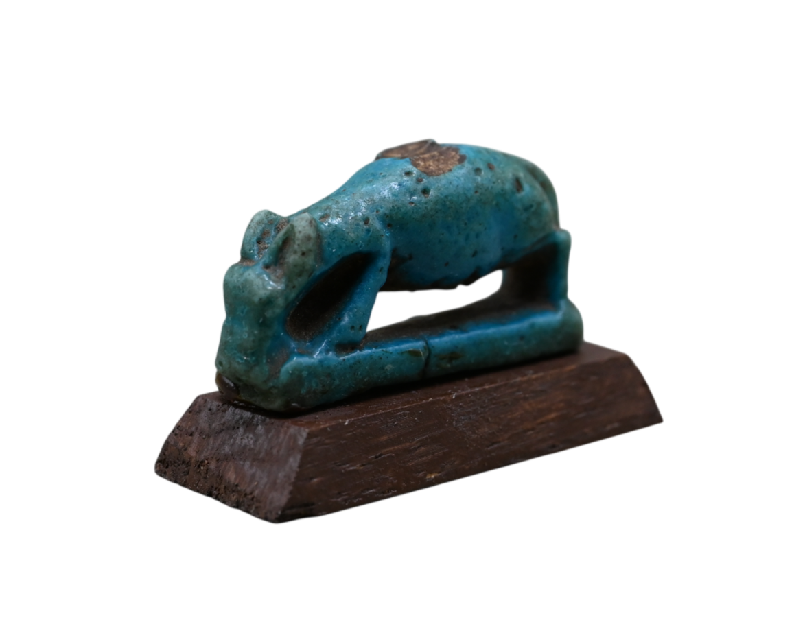 Blue faience sow amulet from Ancient Egypt, Late Period, 664–332 BC