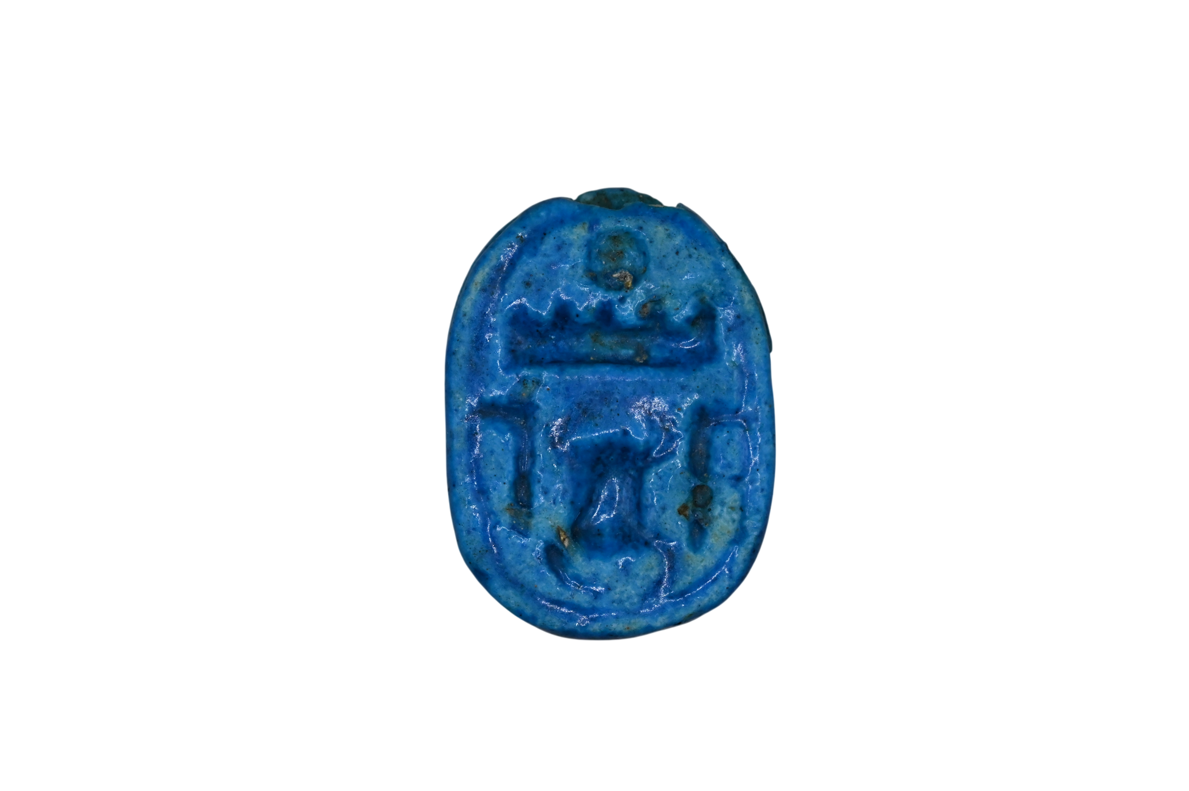 Blue faience scarab of Thutmose III from the 18th Dynasty