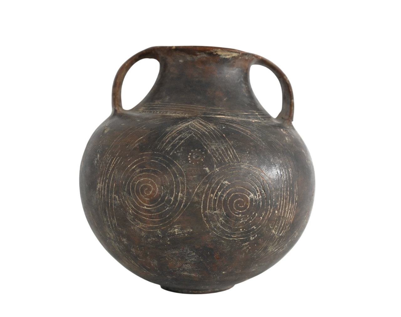 Etruscan impasto ware brown terracotta amphora, c. 650–675 BC